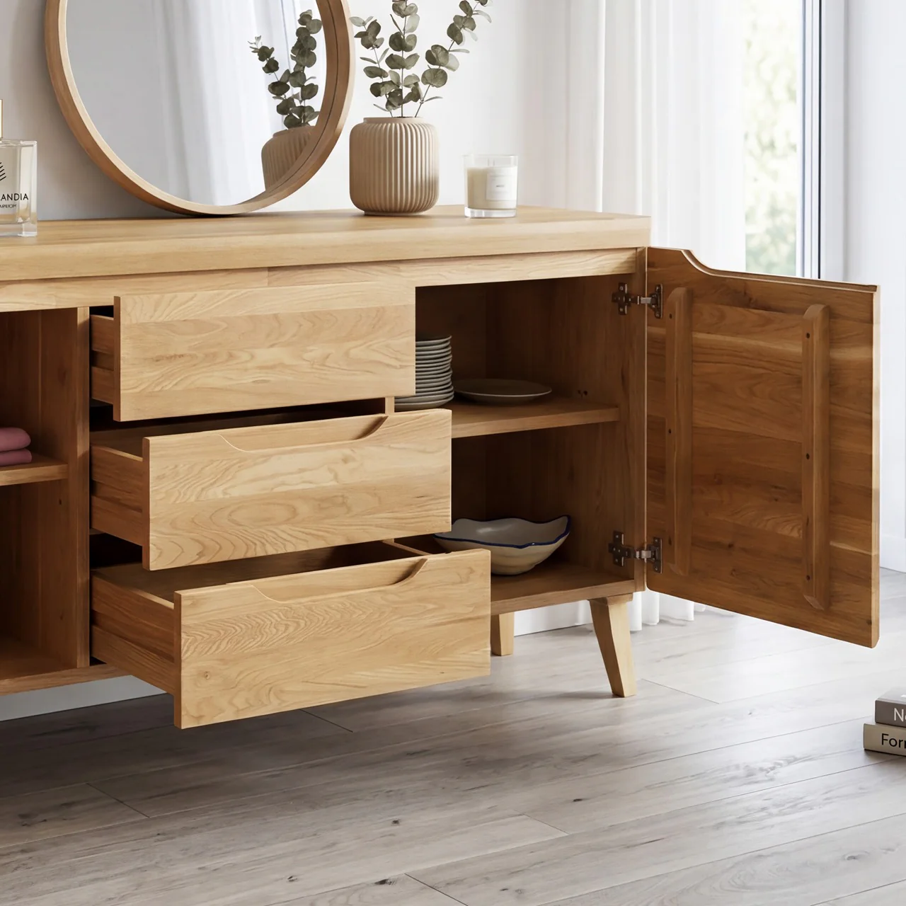 Aparador Cómoda de madera maciza roble Milan 3 | NordicStory - Image 3