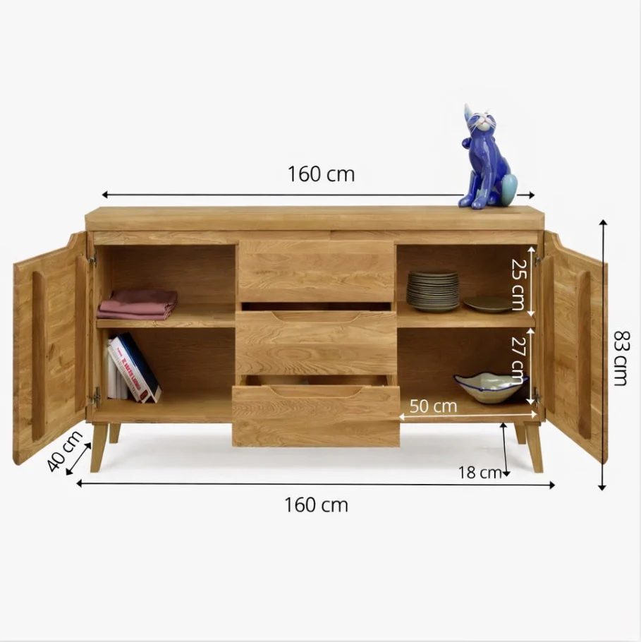 Aparador Cómoda de madera maciza roble Milan 3 | NordicStory - Image 6