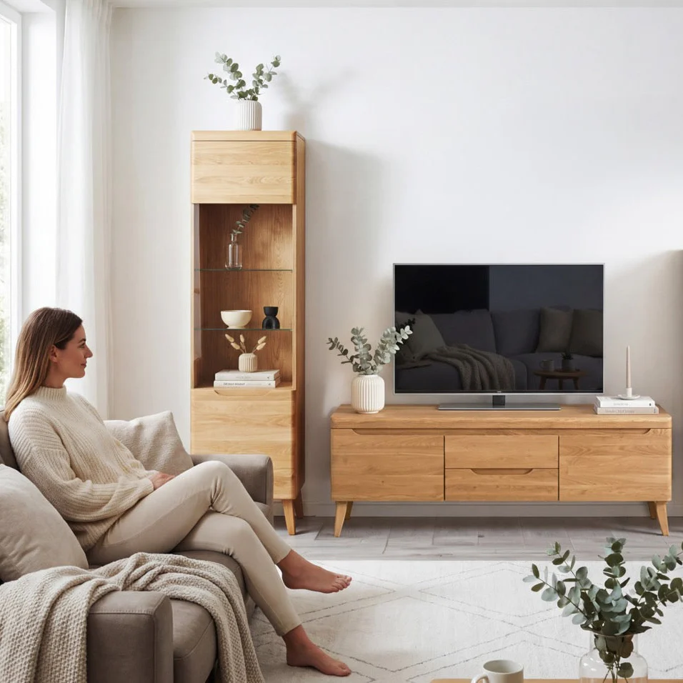 Armario Vitrina de madera maciza de roble Milan 1 | NordicStory - Image 3