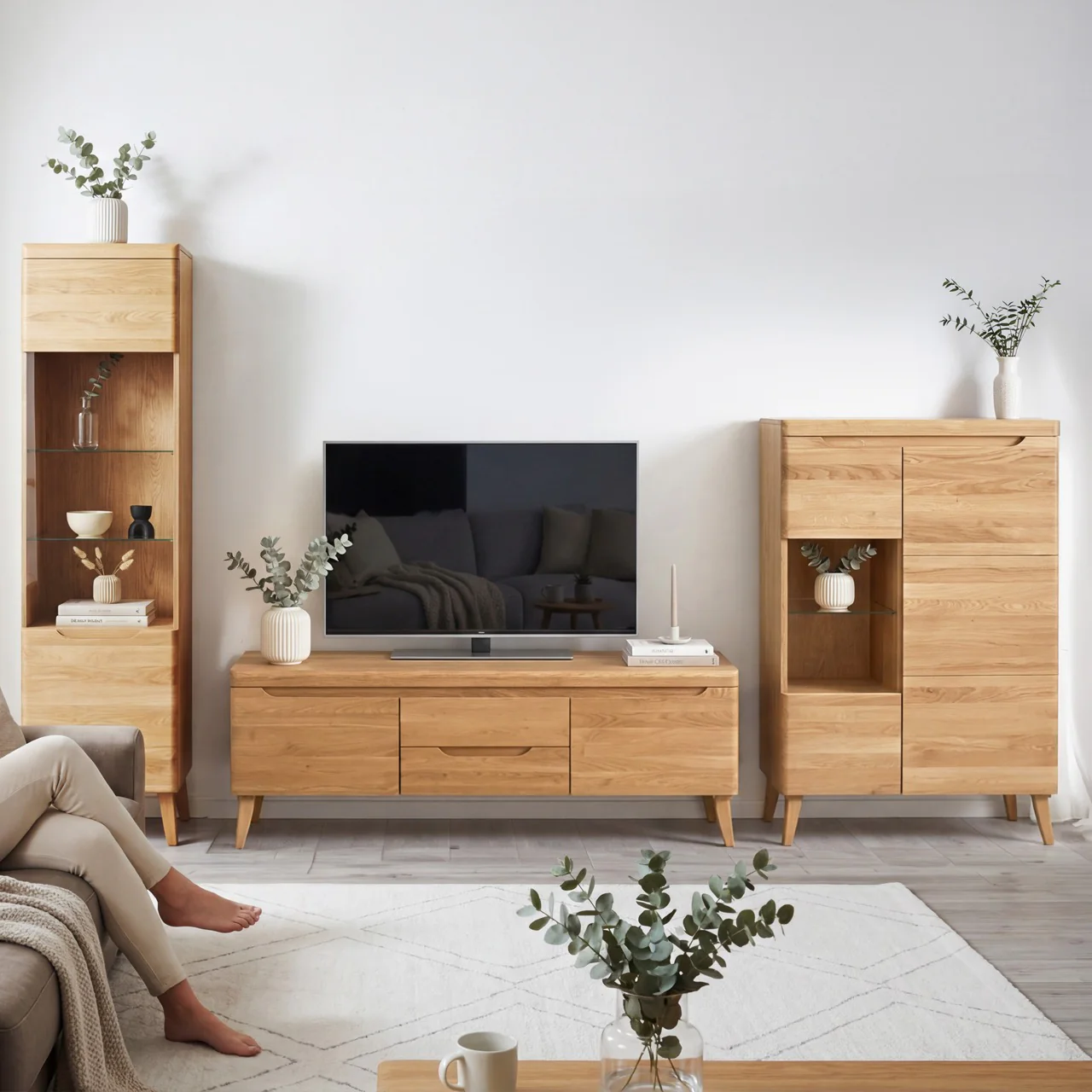 Armario Vitrina de madera maciza de roble Milan 1 | NordicStory - Image 4