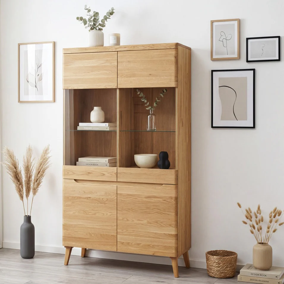Armario Vitrina de madera maciza de roble Milan 2 | NordicStory - Image 4