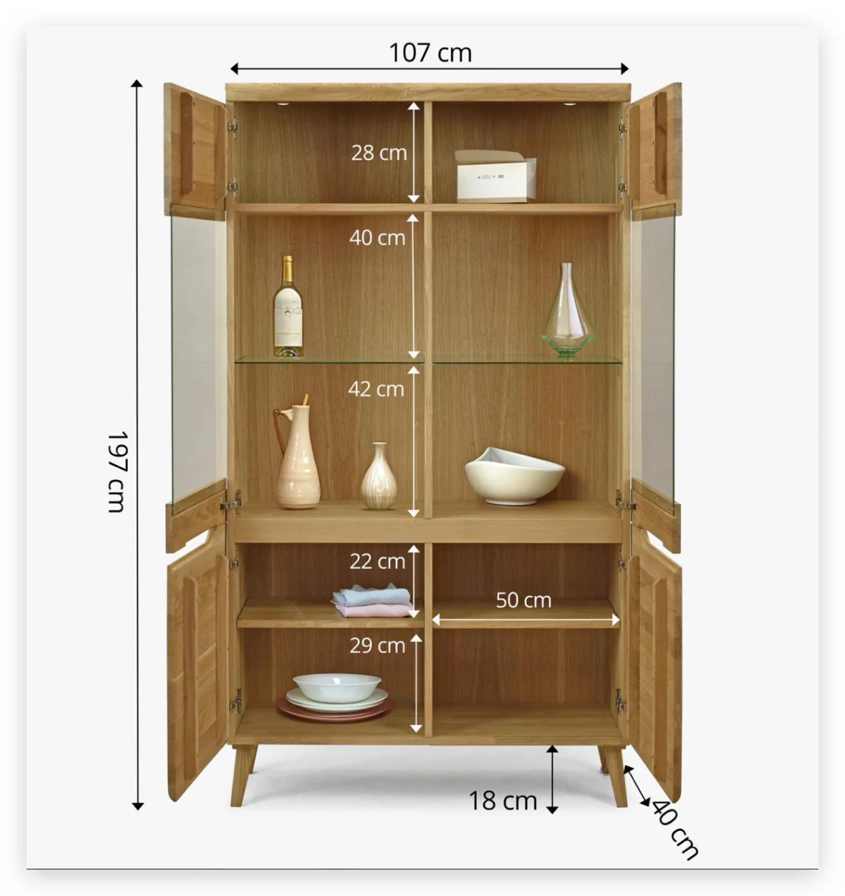Armario Vitrina de madera maciza de roble Milan 2 | NordicStory - Image 7