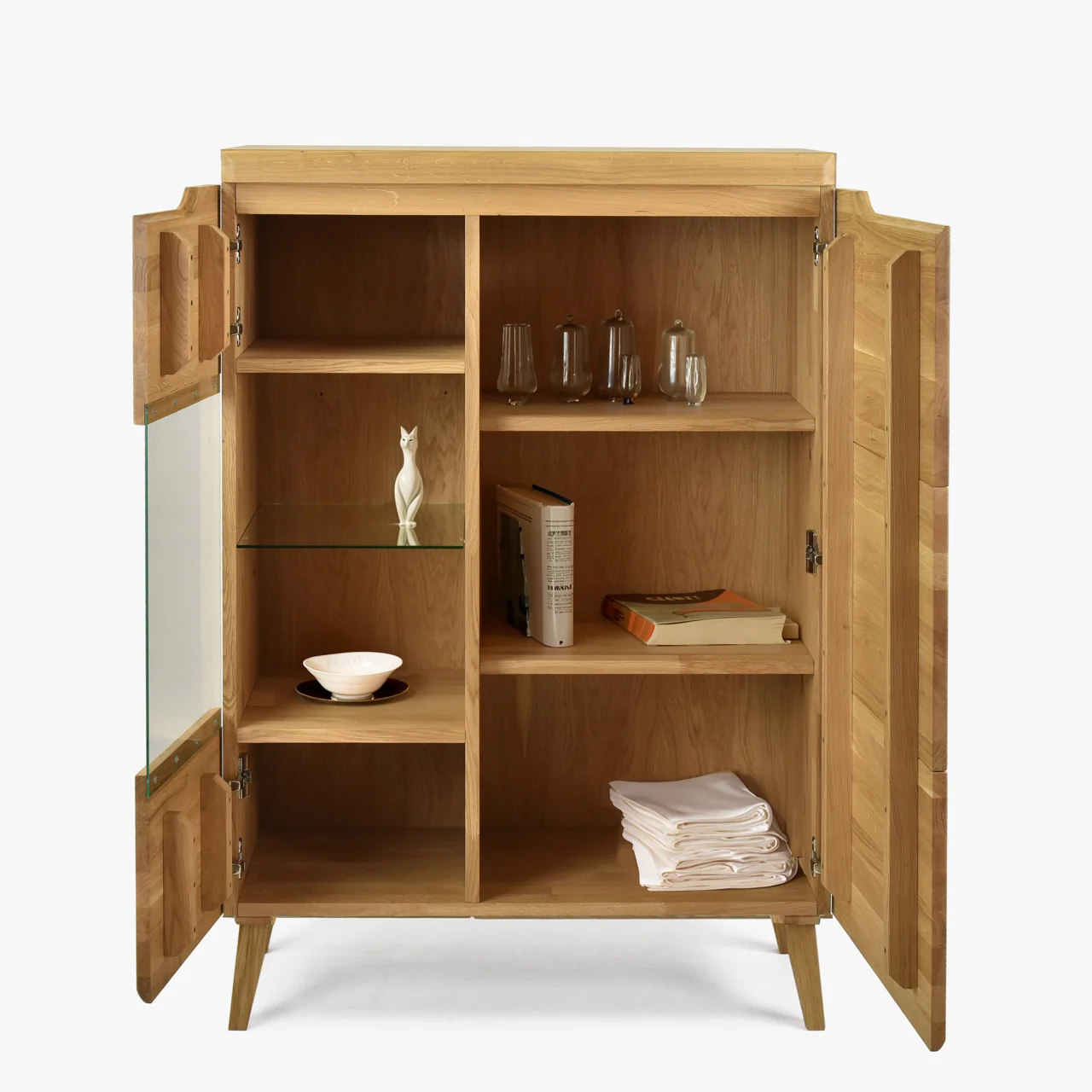 Armario Vitrina de madera maciza de roble Milan 3 | NordicStory - Image 3