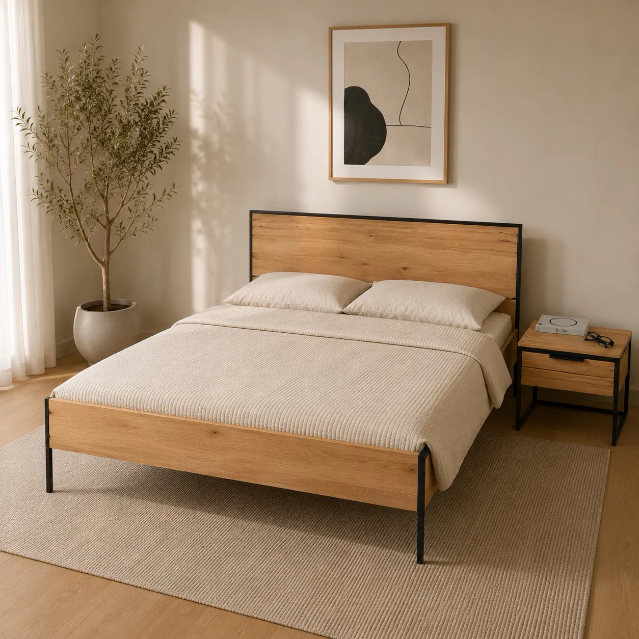 Cama de madera maciza roble Runa | NordicStory