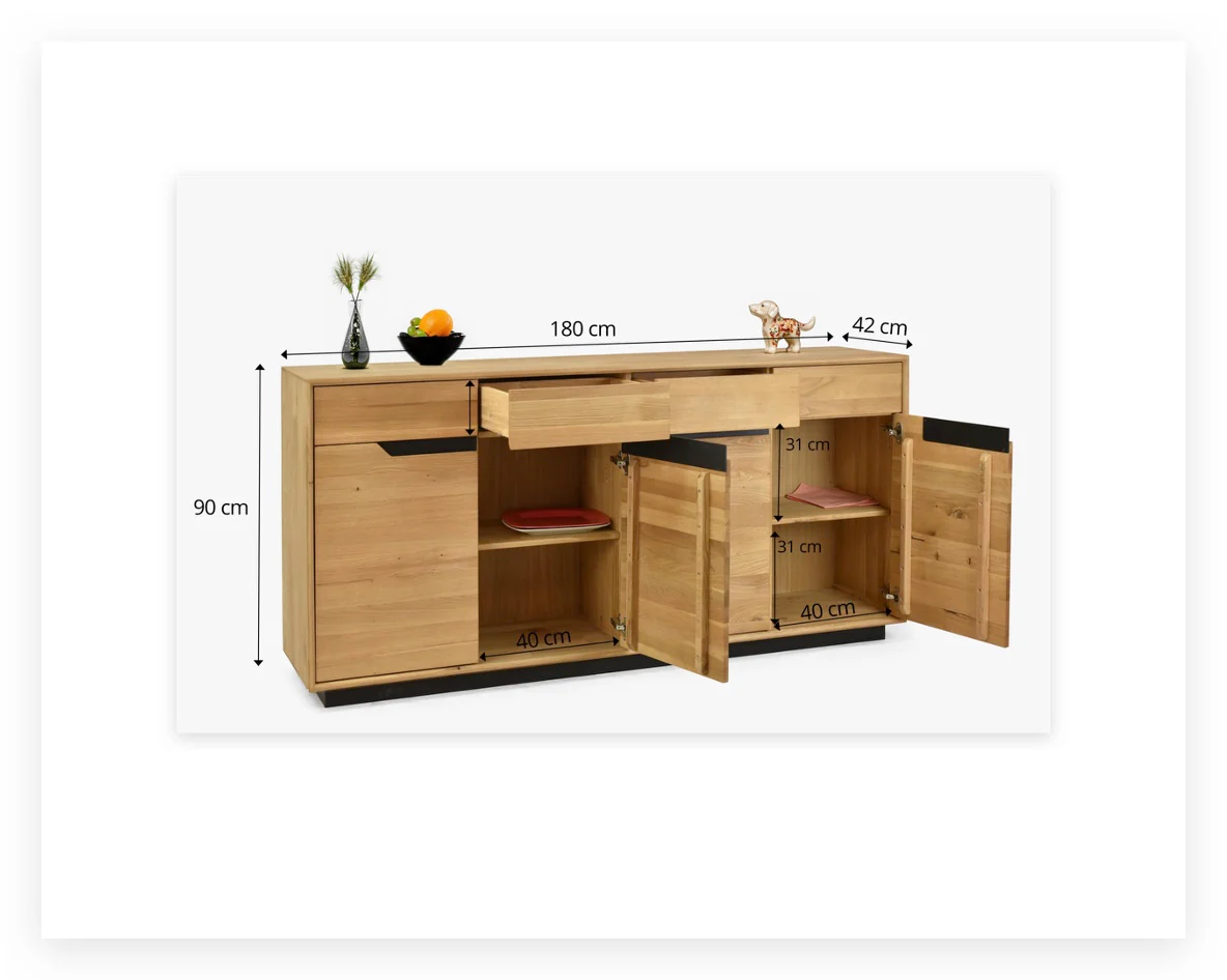 Aparador de madera maciza roble Bremen | NordicStory - Image 14