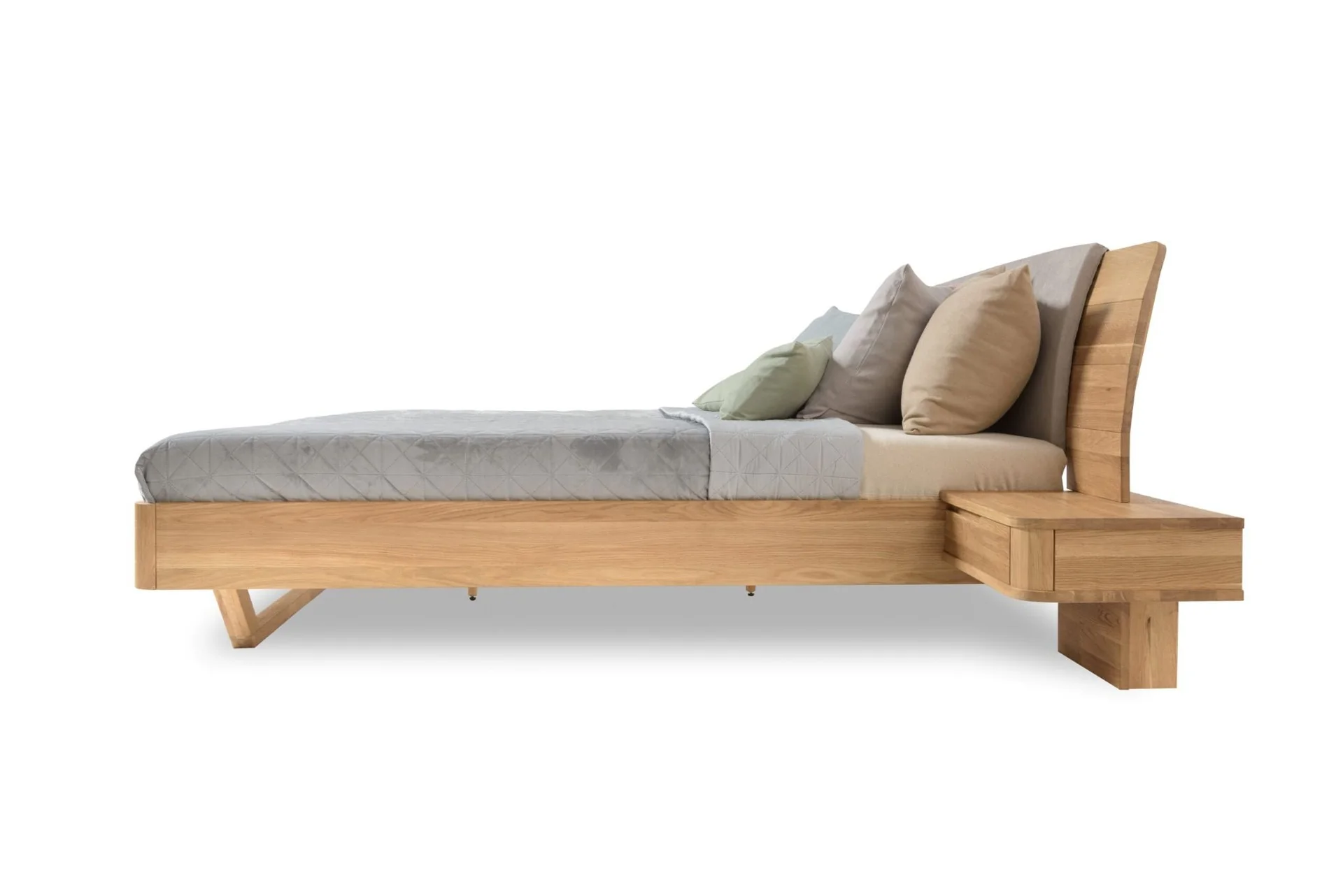 Cama de madera maciza de roble con mesillas adosadas ALINA | NordicStory - Image 11