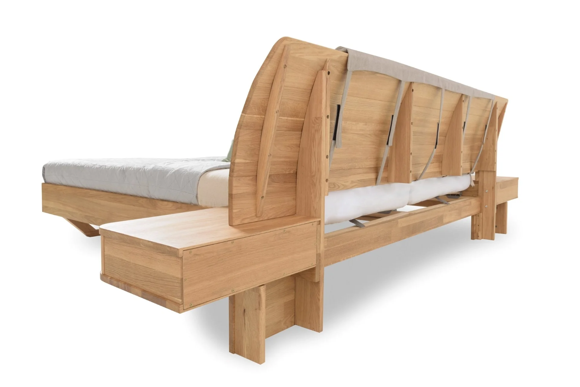 Cama de madera maciza de roble con mesillas adosadas ALINA | NordicStory - Image 12