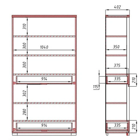 Libreria Estanteria de pared con 2 cajones de madera maciza de roble Elsa 2 | NordicStory - Image 10