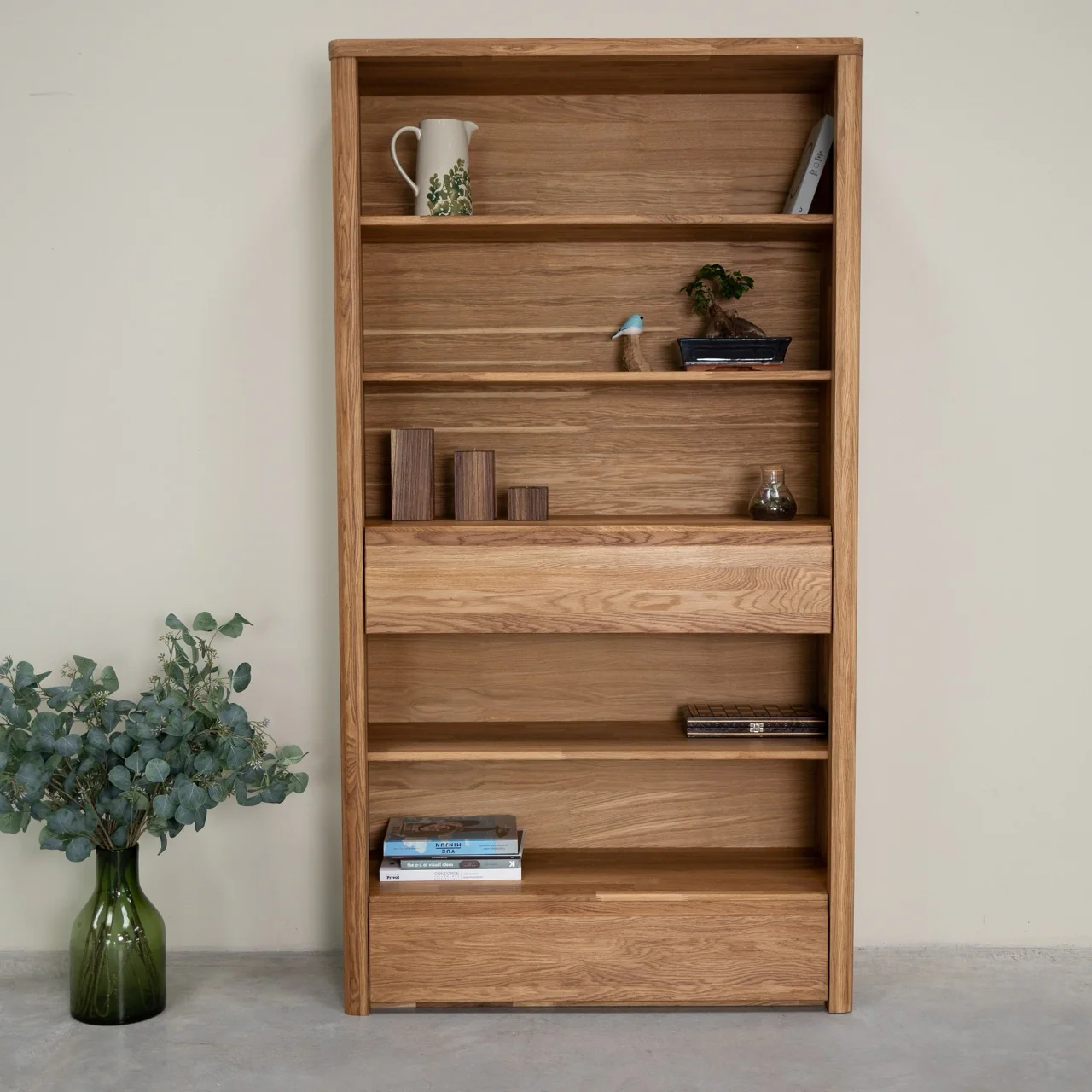 Libreria Estanteria de pared con 2 cajones de madera maciza de roble Elsa 2 | NordicStory - Image 3
