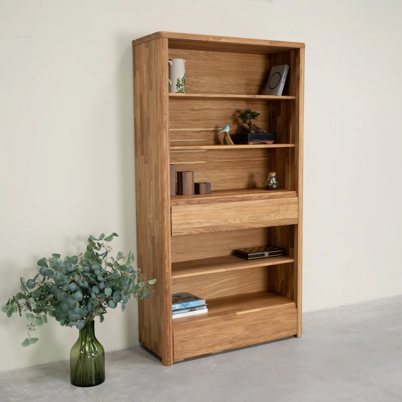 Libreria Estanteria de pared con 2 cajones de madera maciza de roble Elsa 2 | NordicStory - Image 4