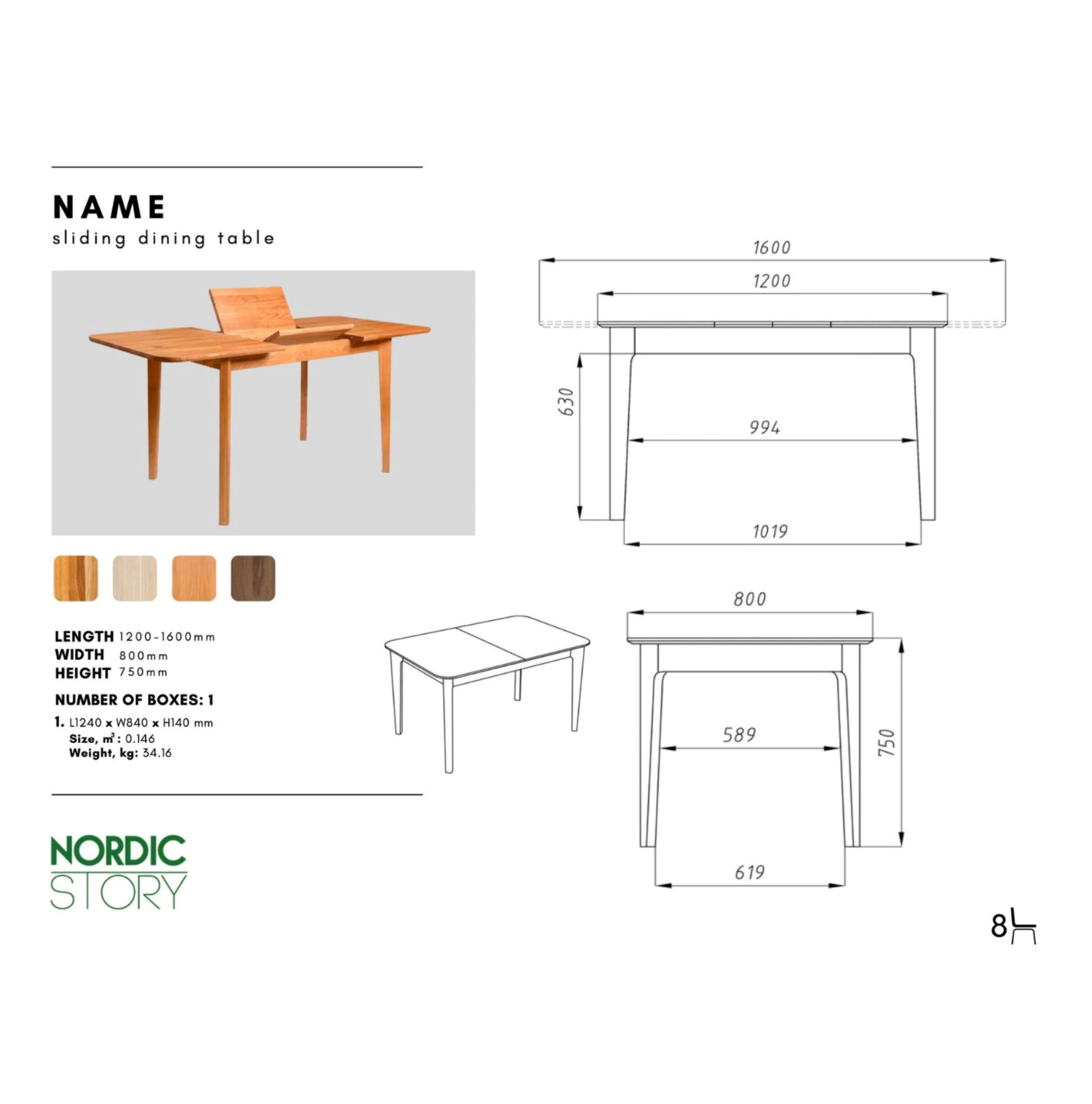 Mesa extensible de comedor de madera maciza de roble France | NordicStory - Image 14