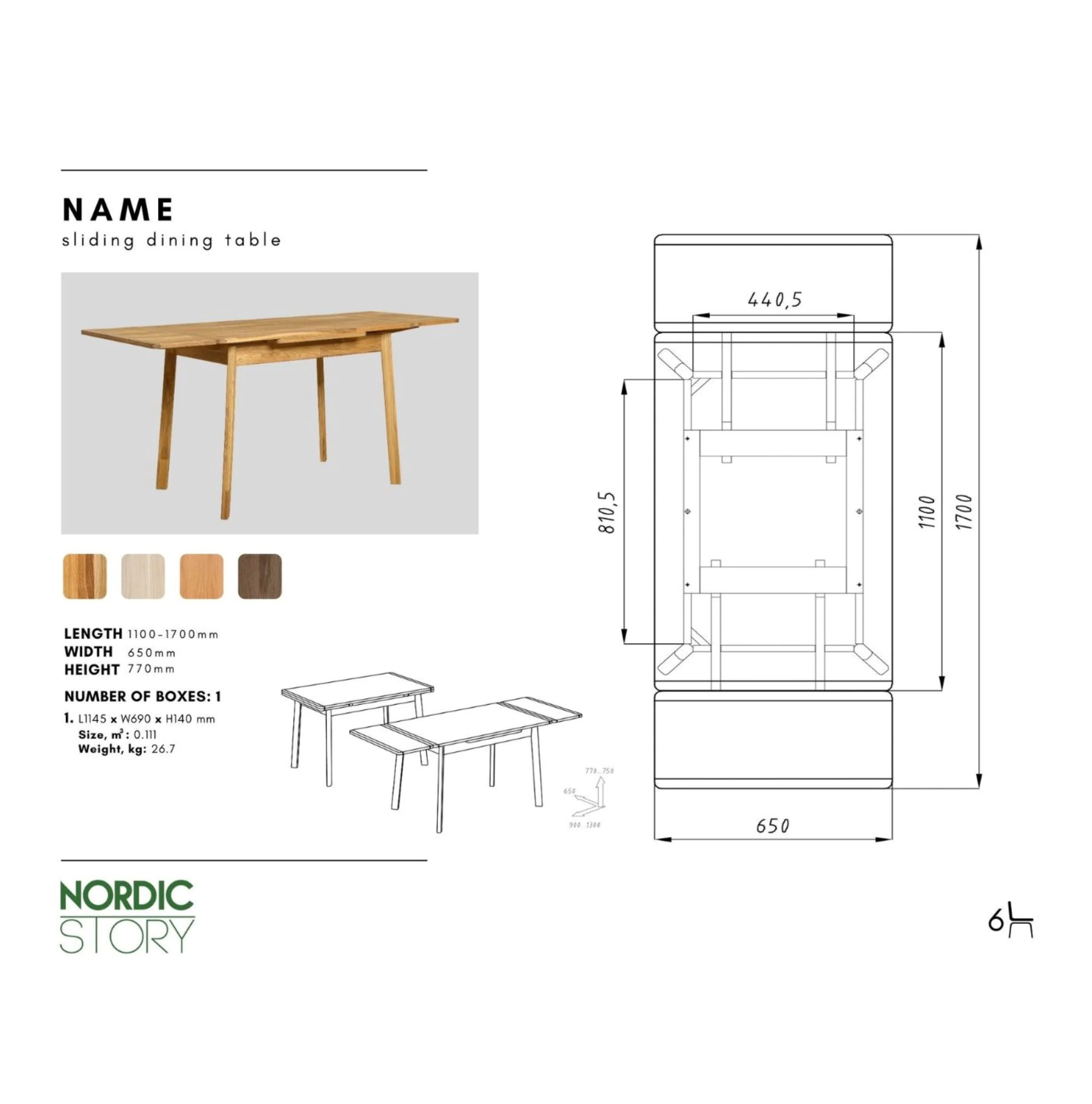 Mesa extensible de comedor de madera maciza de roble Mini 1 | NordicStory - Image 22