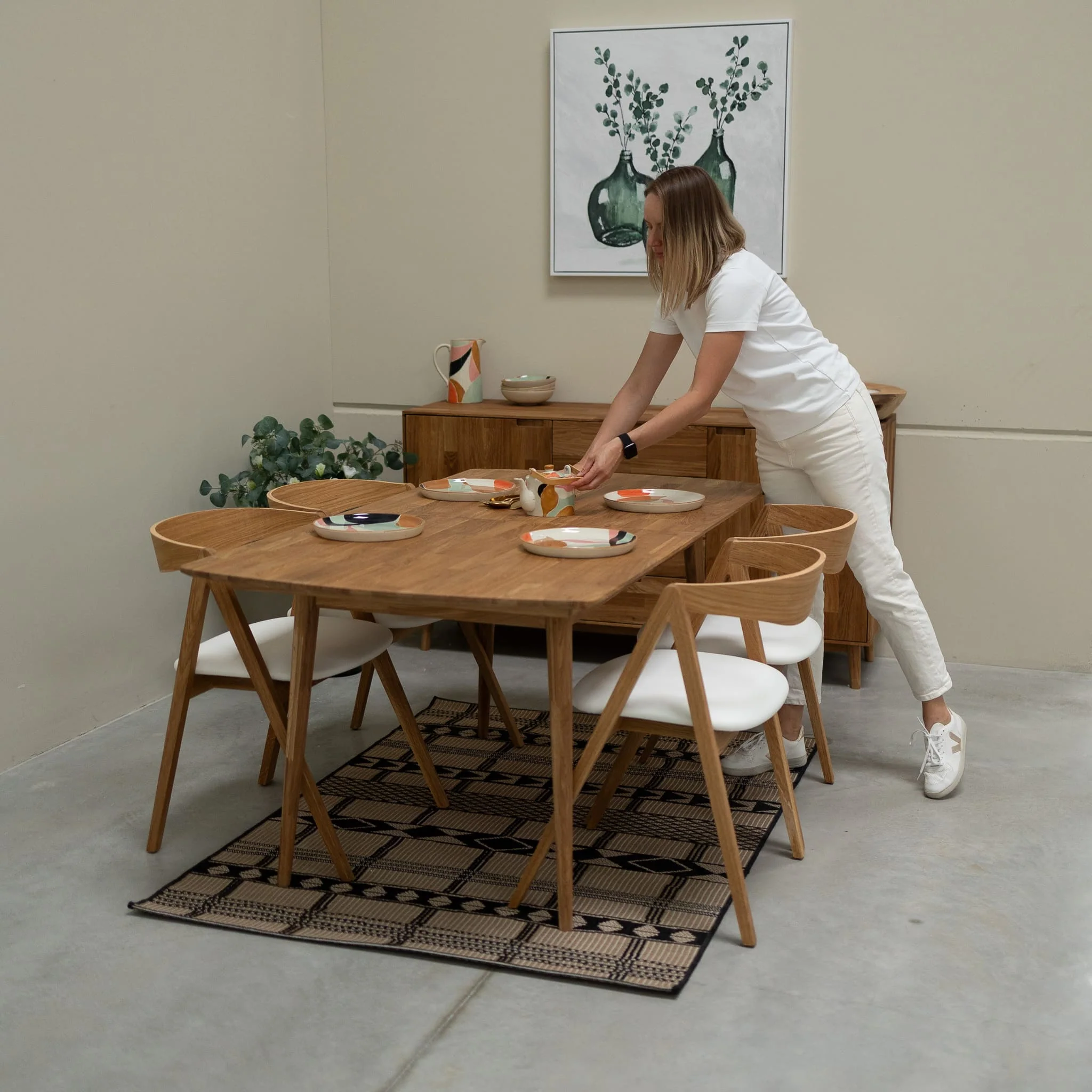 Mesa de comedor rectangular y extensible de madera maciza de roble Escandi | NordicStory - Image 5