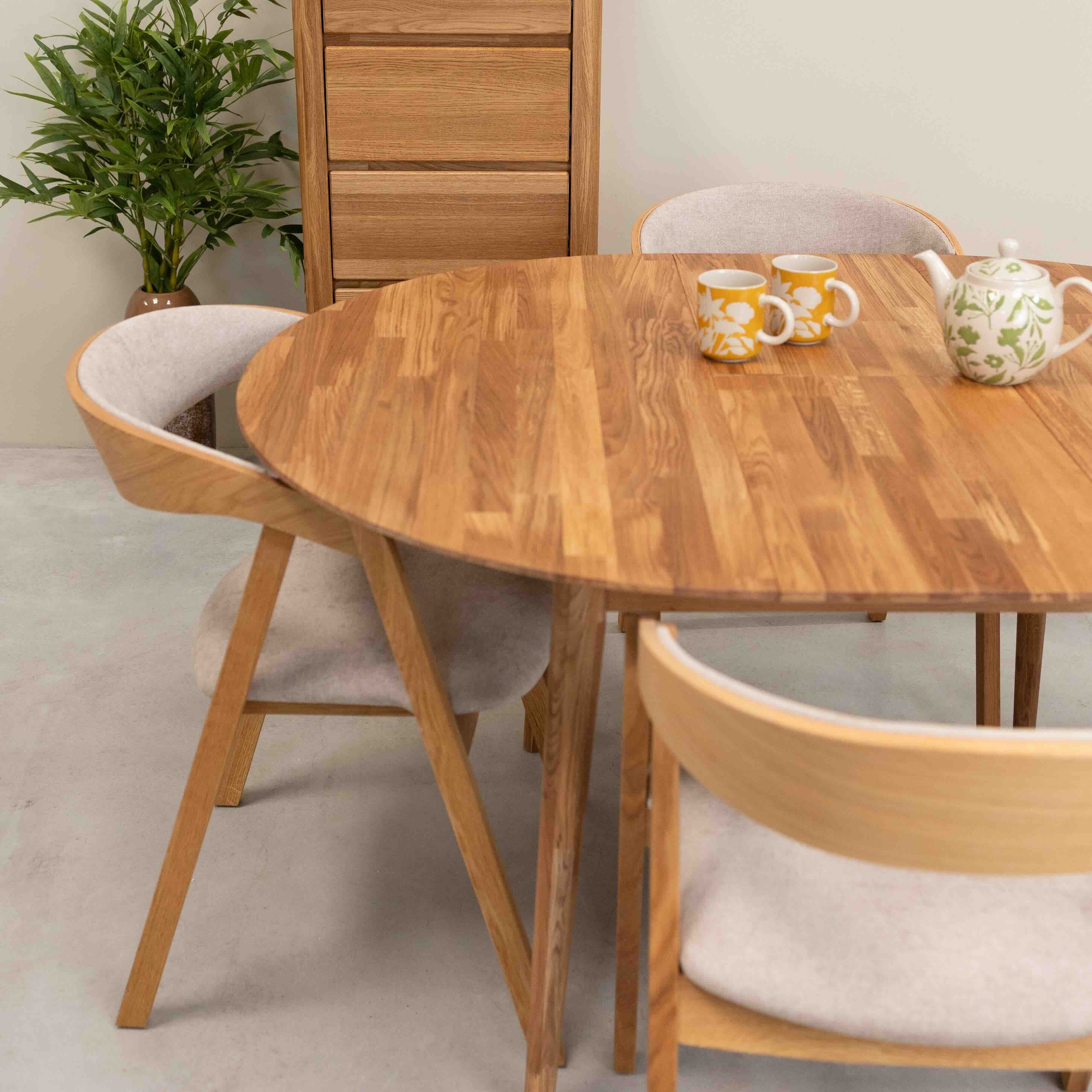 Mesa de comedor redonda y extensible de madera maciza de roble Escandi 5 | NordicStory - Image 17