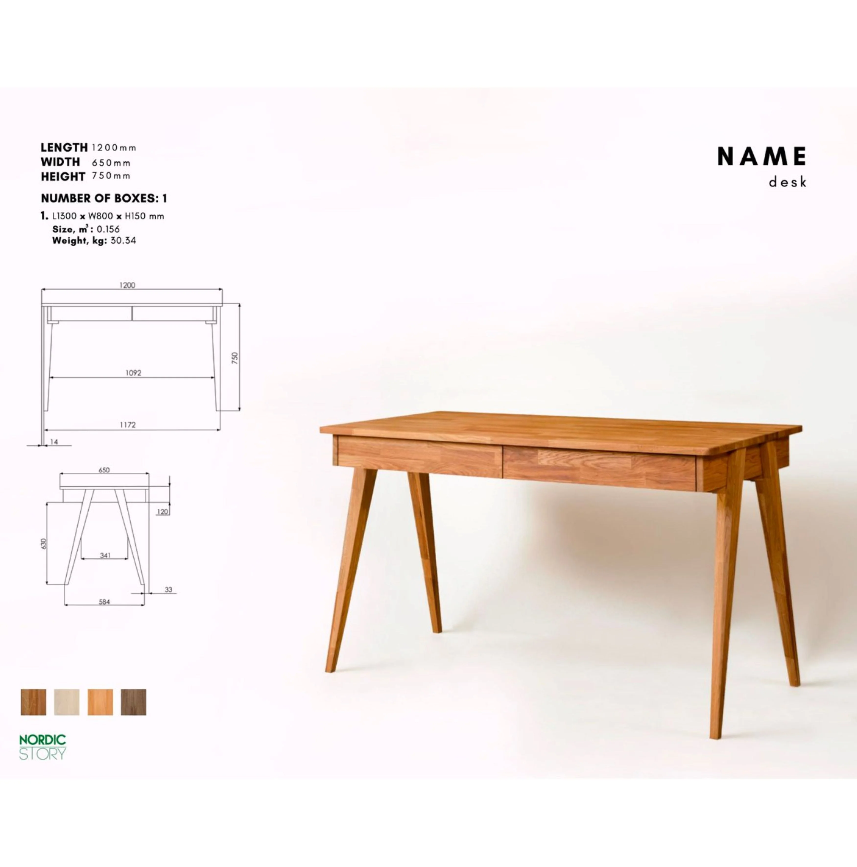 Mesa escritorio de madera maciza de roble Berg | NordicStory - Image 11