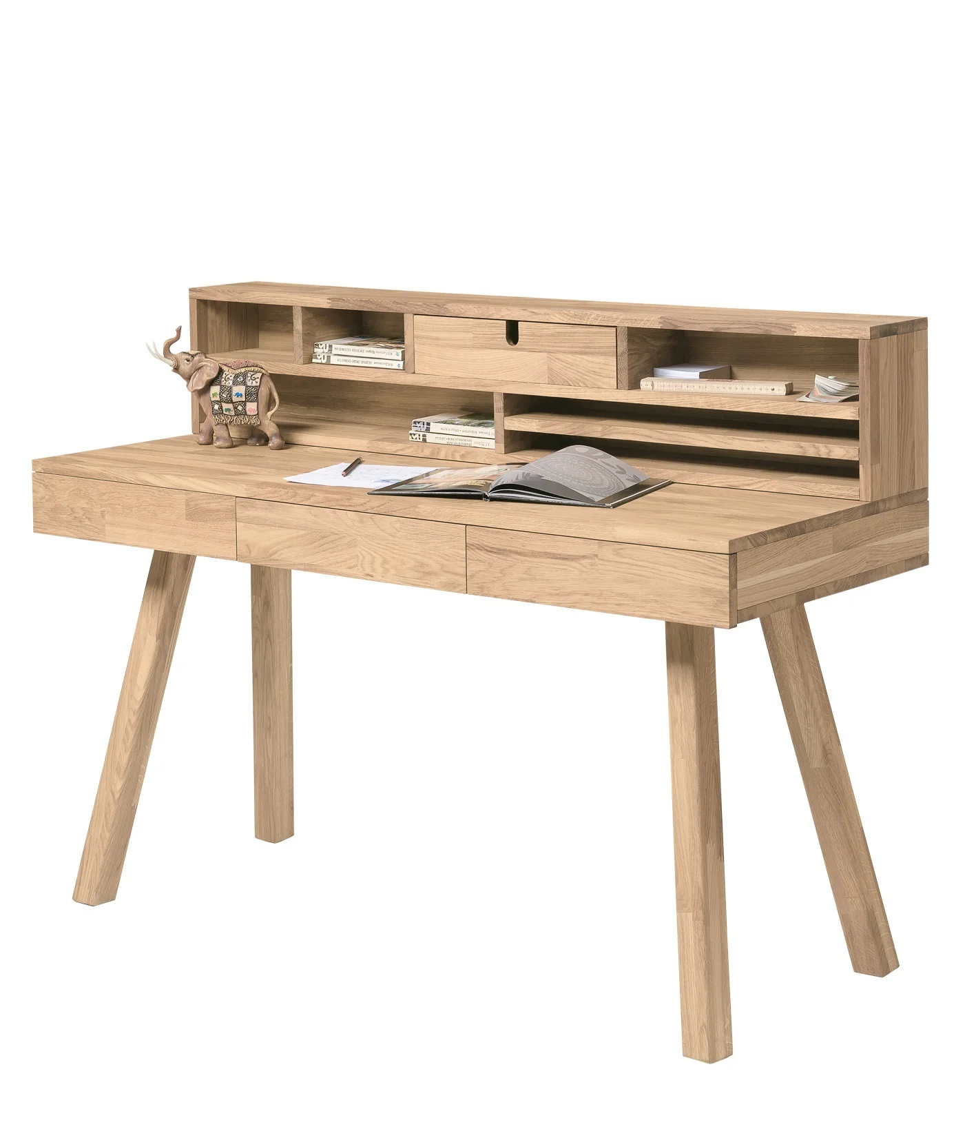 Mesa escritorio de madera maciza de roble Einstein 2 con estanteria flotante | NordicStory - Image 12