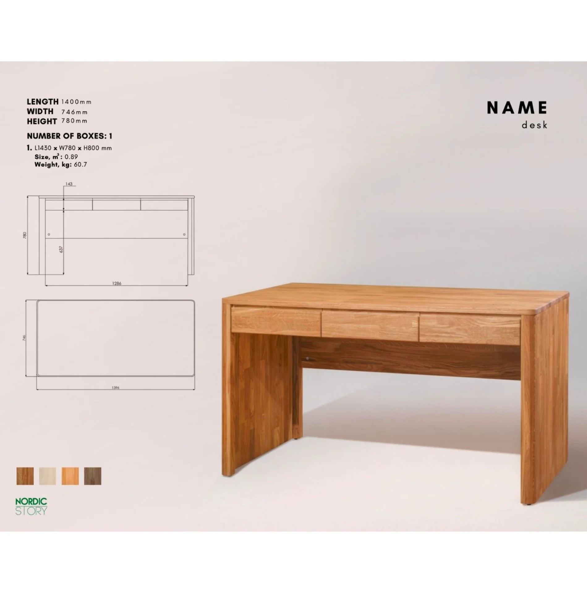 Mesa escritorio de madera maciza de roble Elsa | NordicStory - Image 12