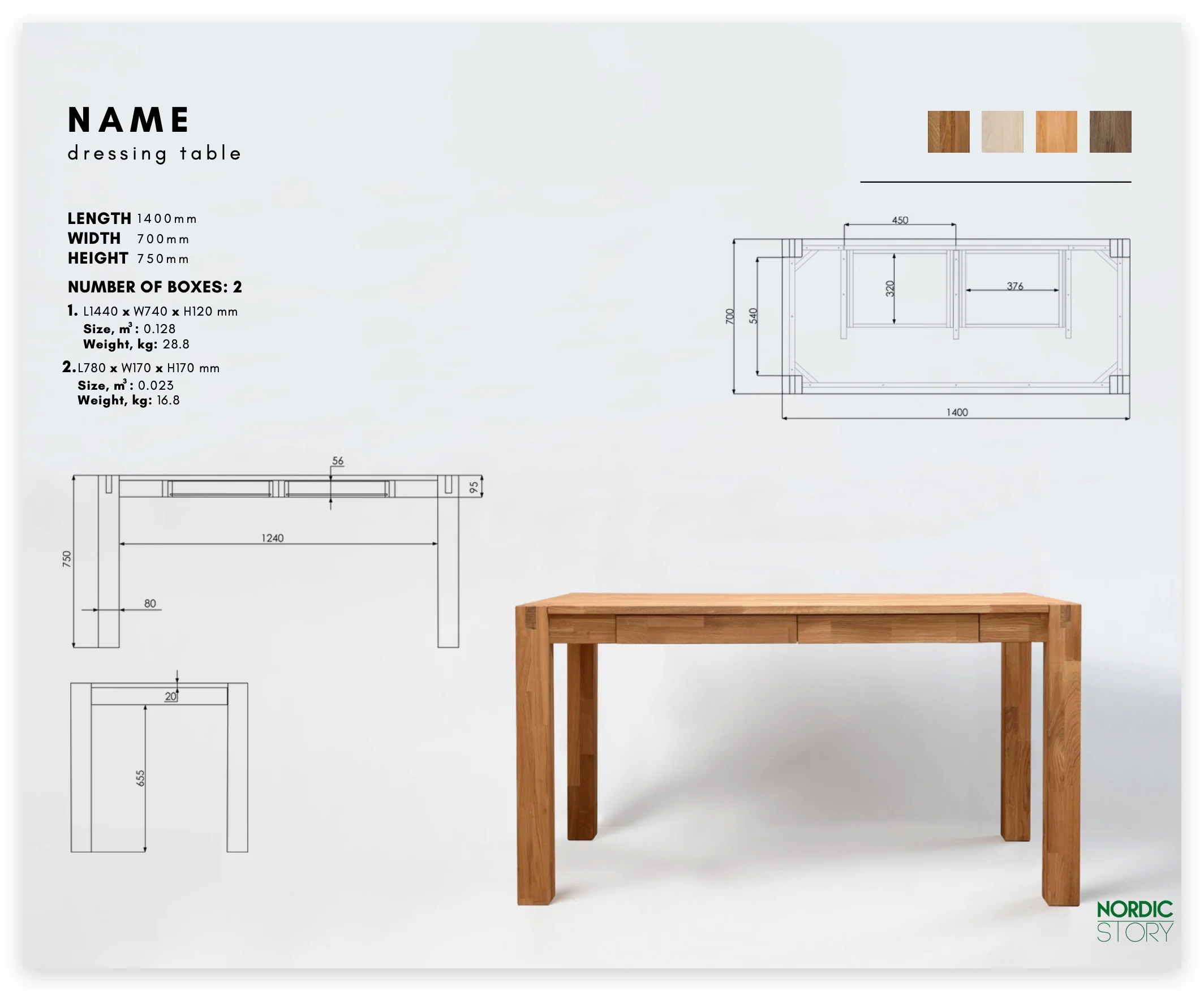 Mesa escritorio de madera maciza de roble Royal| NordicStory - Image 10