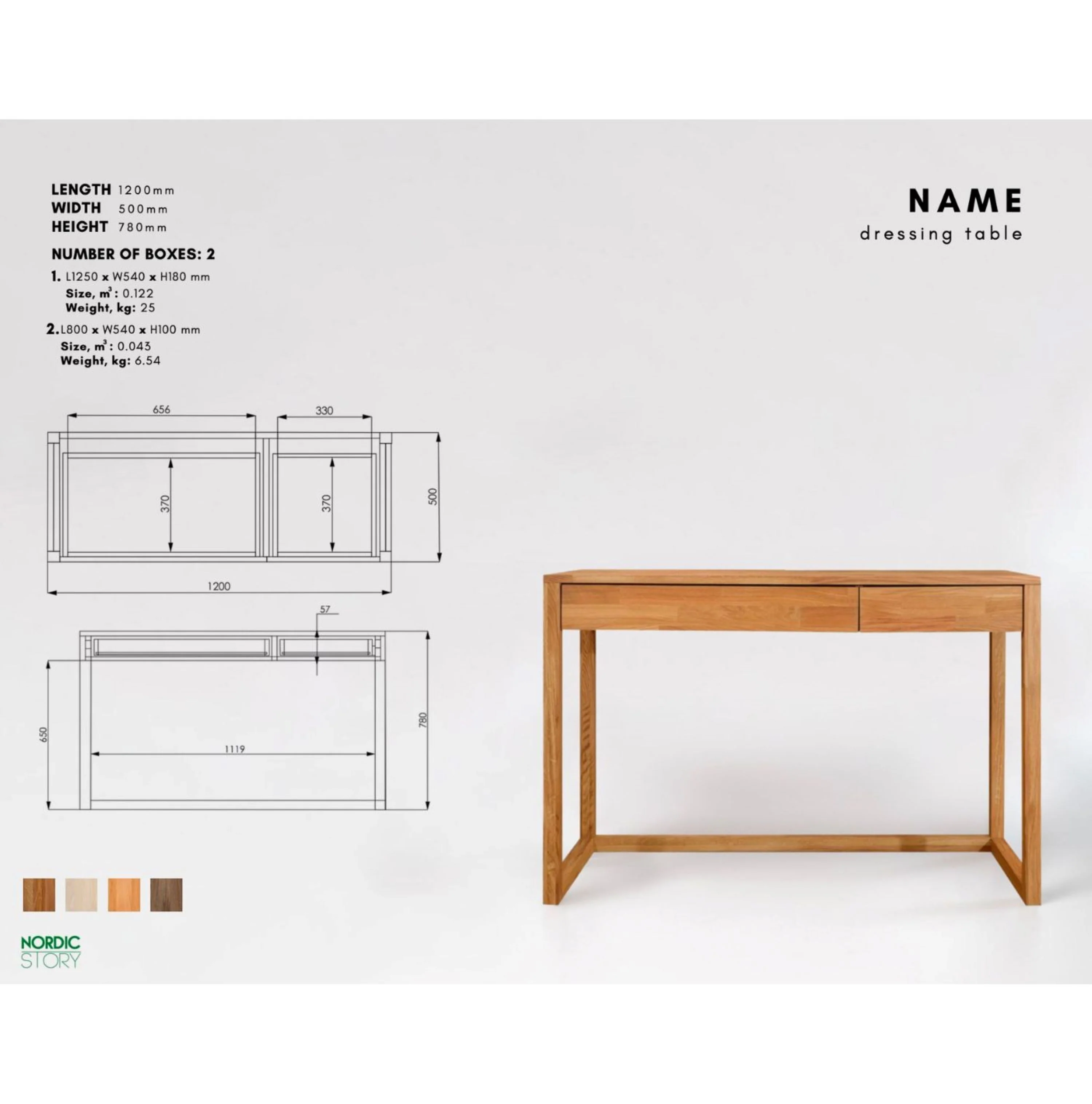 Mesa escritorio, tocador de madera maciza de roble Denmark | NordicStory - Image 8