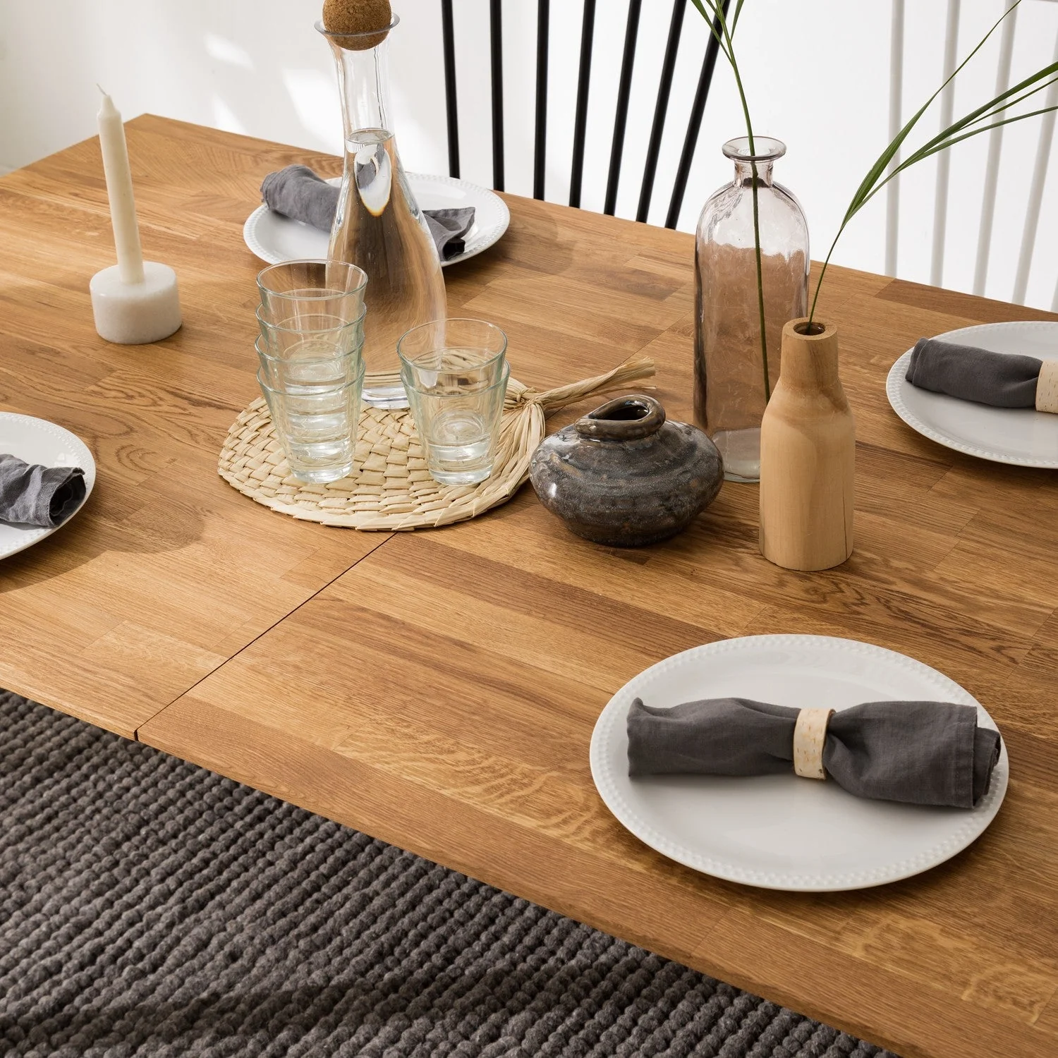 Mesa extensible de comedor de madera maciza de roble Harold | NordicStory - Image 15