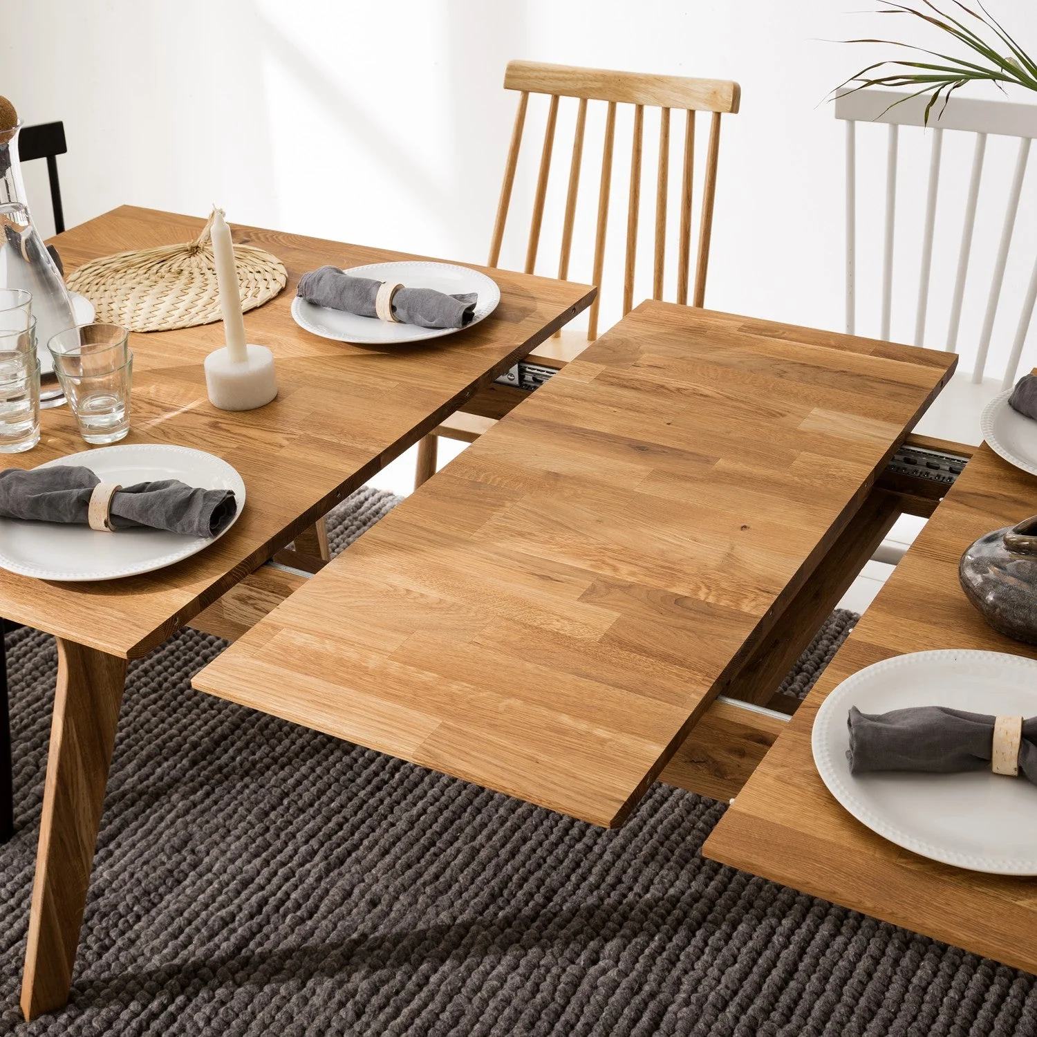 Mesa extensible de comedor de madera maciza de roble Harold | NordicStory - Image 9