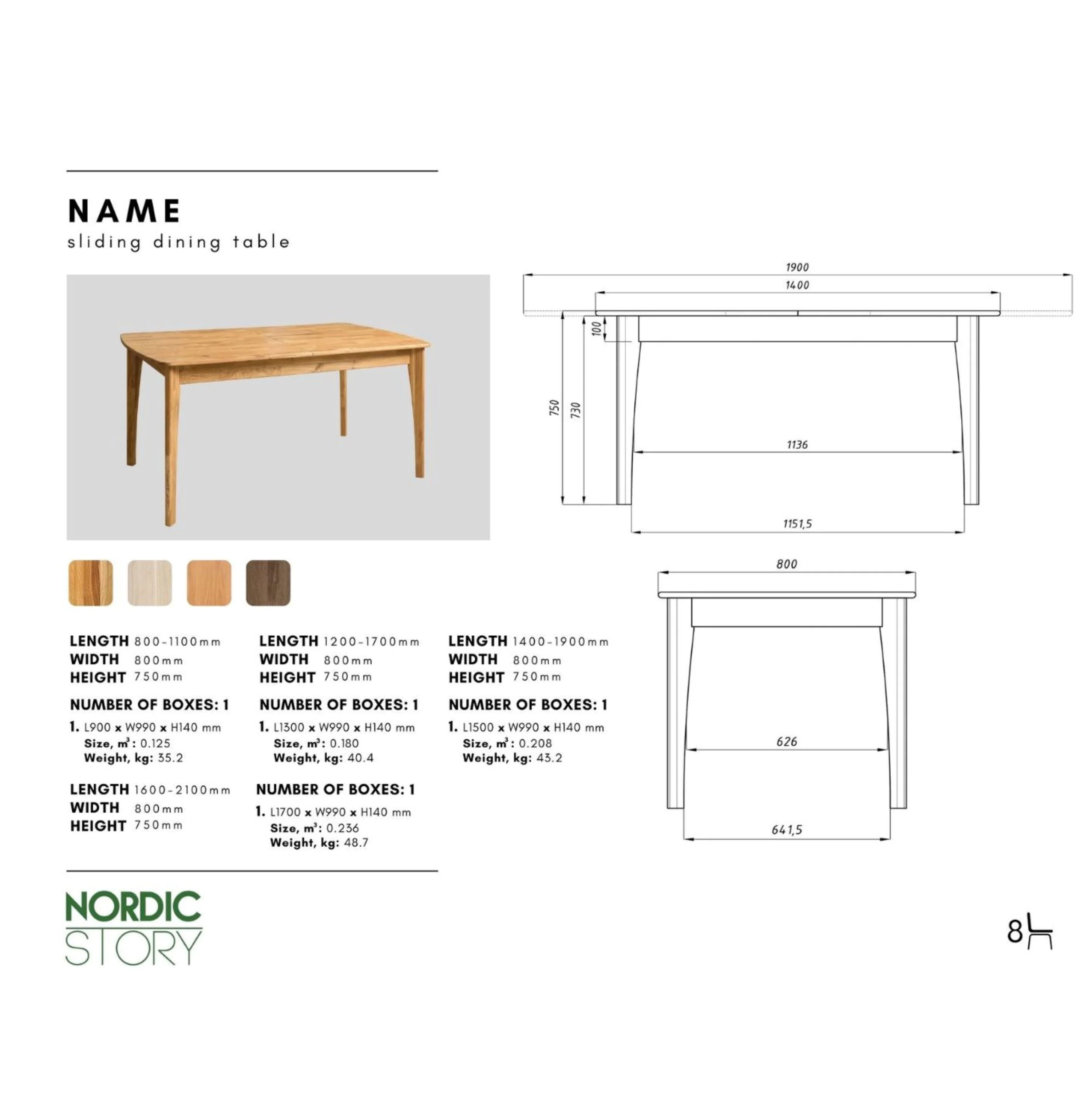 Mesa extensible de comedor de madera maciza de roble Monty | NordicStory - Image 16