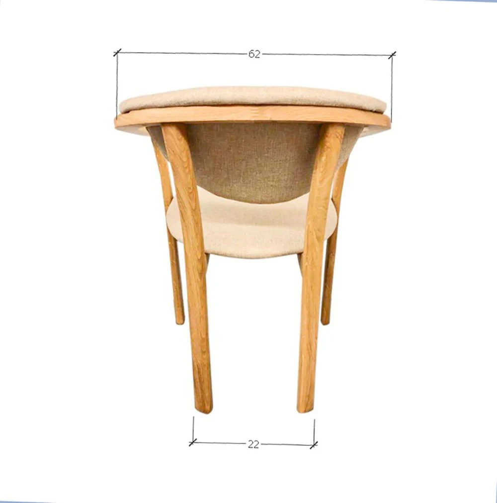 Pack de 2 o 4 Sillas de Comedor Alexis, Estructura de Madera Maciza de Roble, Tapizado en Color Beige | NordicStory - Image 11