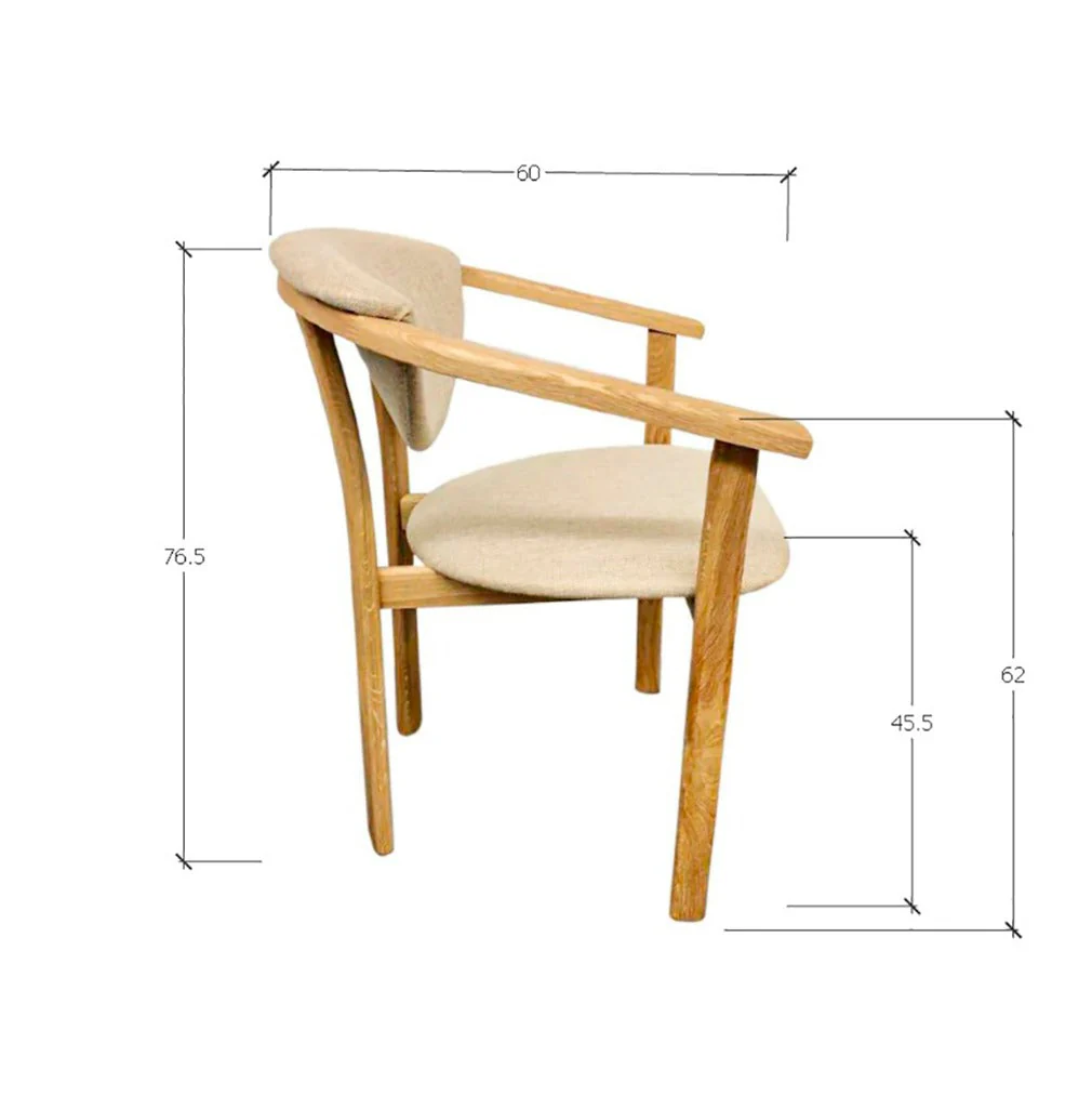 Pack de 2 o 4 Sillas de Comedor Alexis, Estructura de Madera Maciza de Roble, Tapizado en Color Beige | NordicStory - Image 12