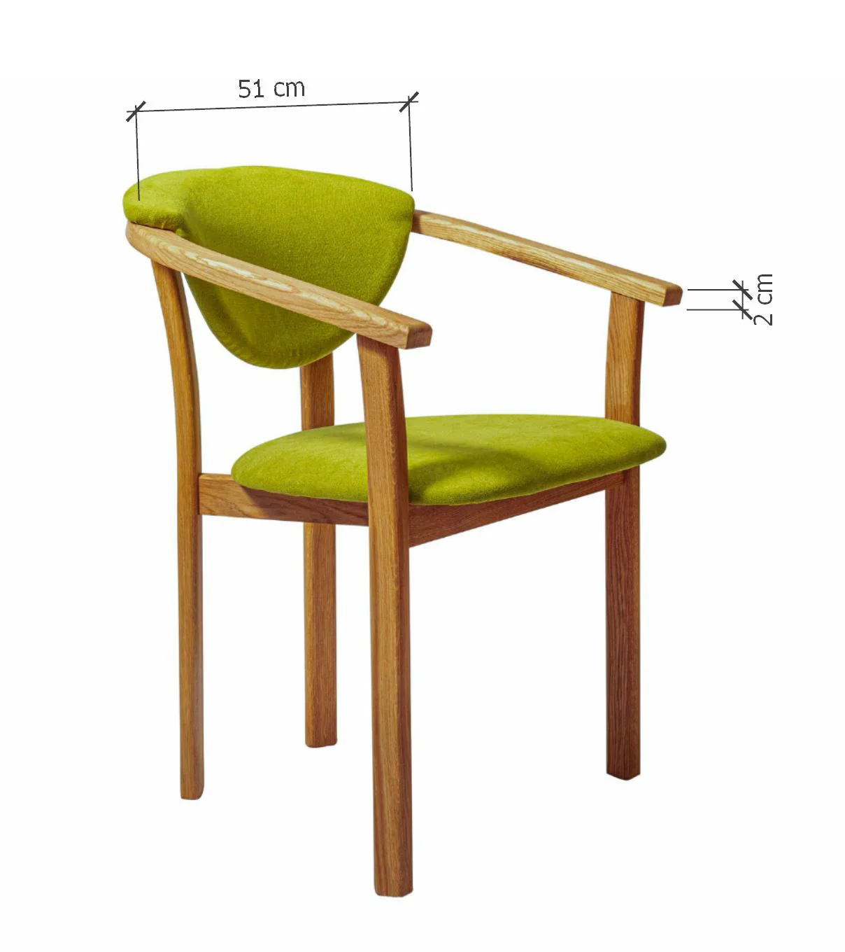 Pack de 2 o 4 Sillas de Comedor Alexis, Estructura de Madera Maciza de Roble, Tapizado en Color Verde Vida | NordicStory - Image 11