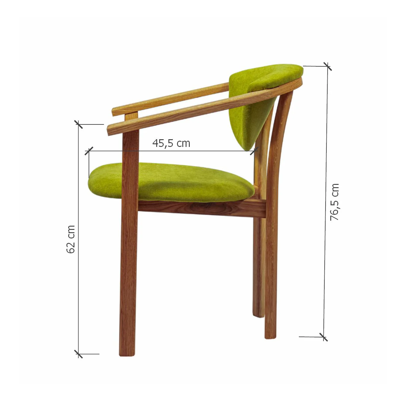 Pack de 2 o 4 Sillas de Comedor Alexis, Estructura de Madera Maciza de Roble, Tapizado en Color Verde Vida | NordicStory - Image 7
