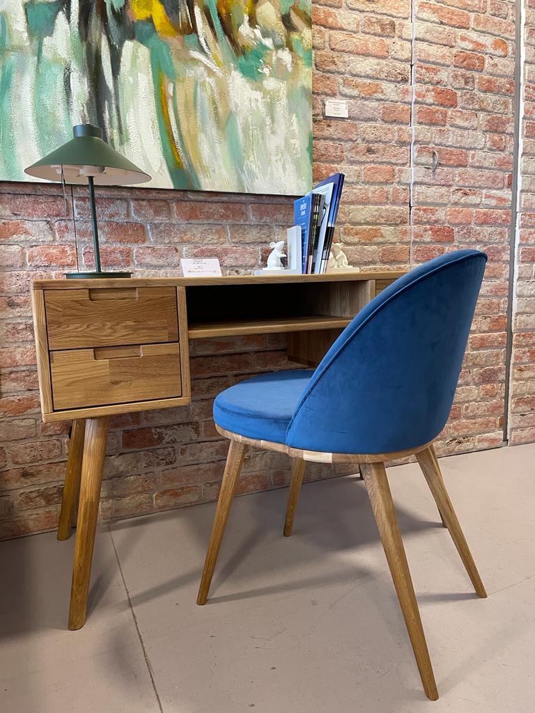 Pack de 2 o 4 Sillas de Comedor Clara, Estructura de Madera Maciza de Roble, Tapizado en Color Azul Monako | NordicStory - Image 5