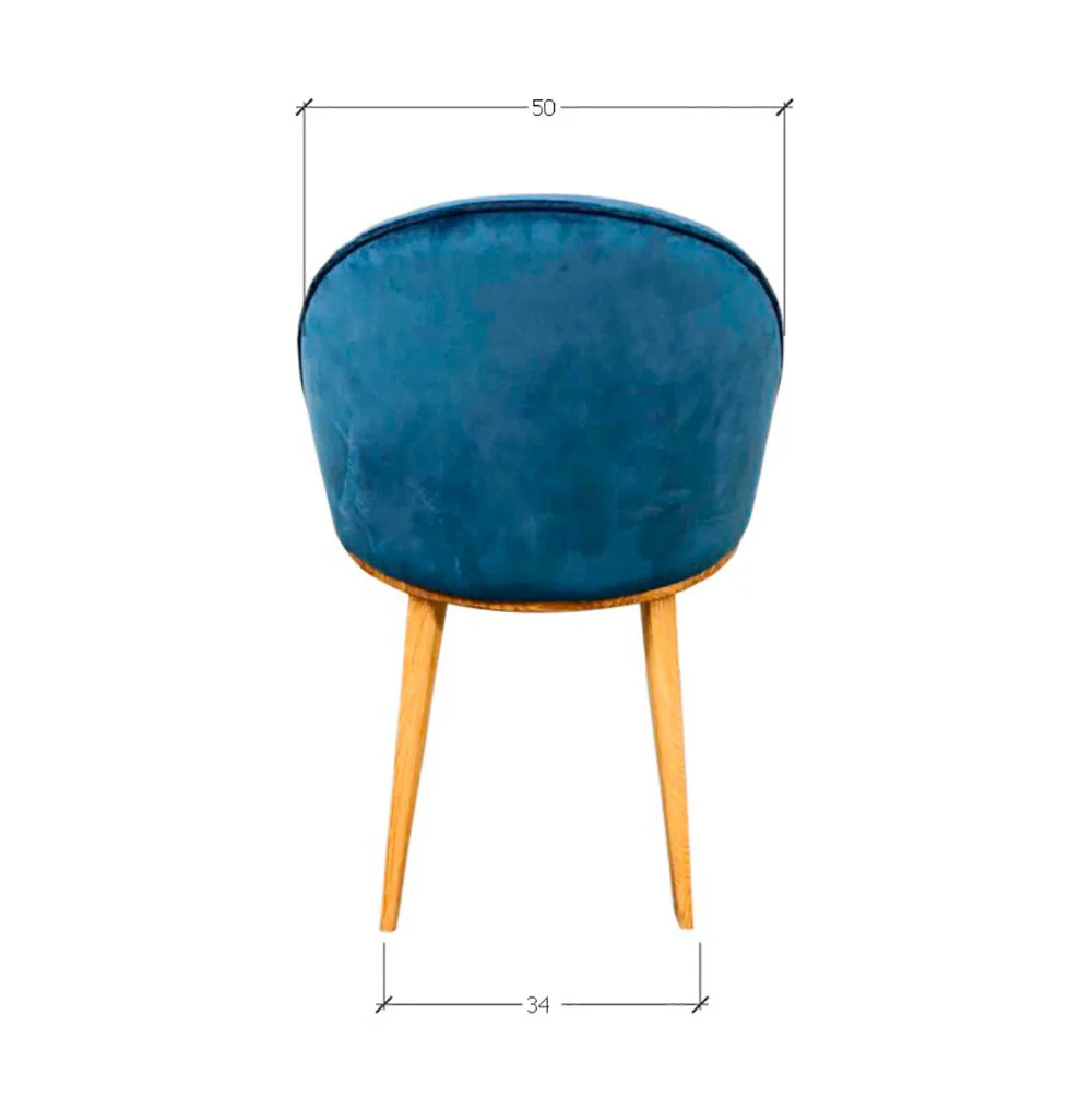 Pack de 2 o 4 Sillas de Comedor Clara, Estructura de Madera Maciza de Roble, Tapizado en Color Azul Monako | NordicStory - Image 9