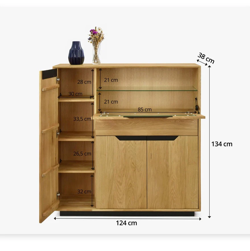Vitrina de madera maciza roble Bremen 3 | NordicStory - Image 12