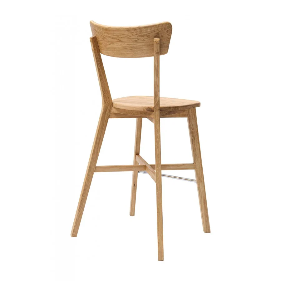 Taburete de bar con respaldo de madera maciza de roble Diana | NordicStory - Image 3