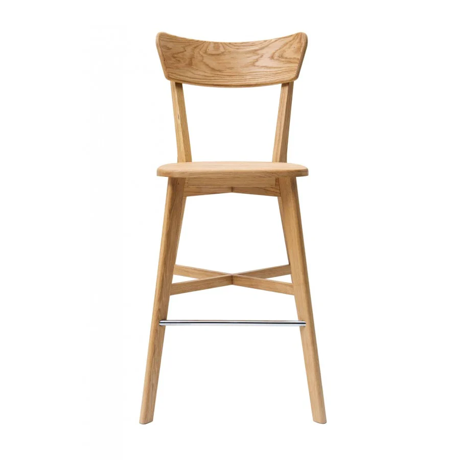 Taburete de bar con respaldo de madera maciza de roble Diana | NordicStory - Image 4