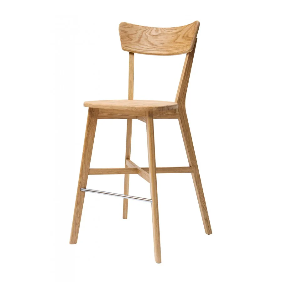 Taburete de bar con respaldo de madera maciza de roble Diana | NordicStory - Image 5