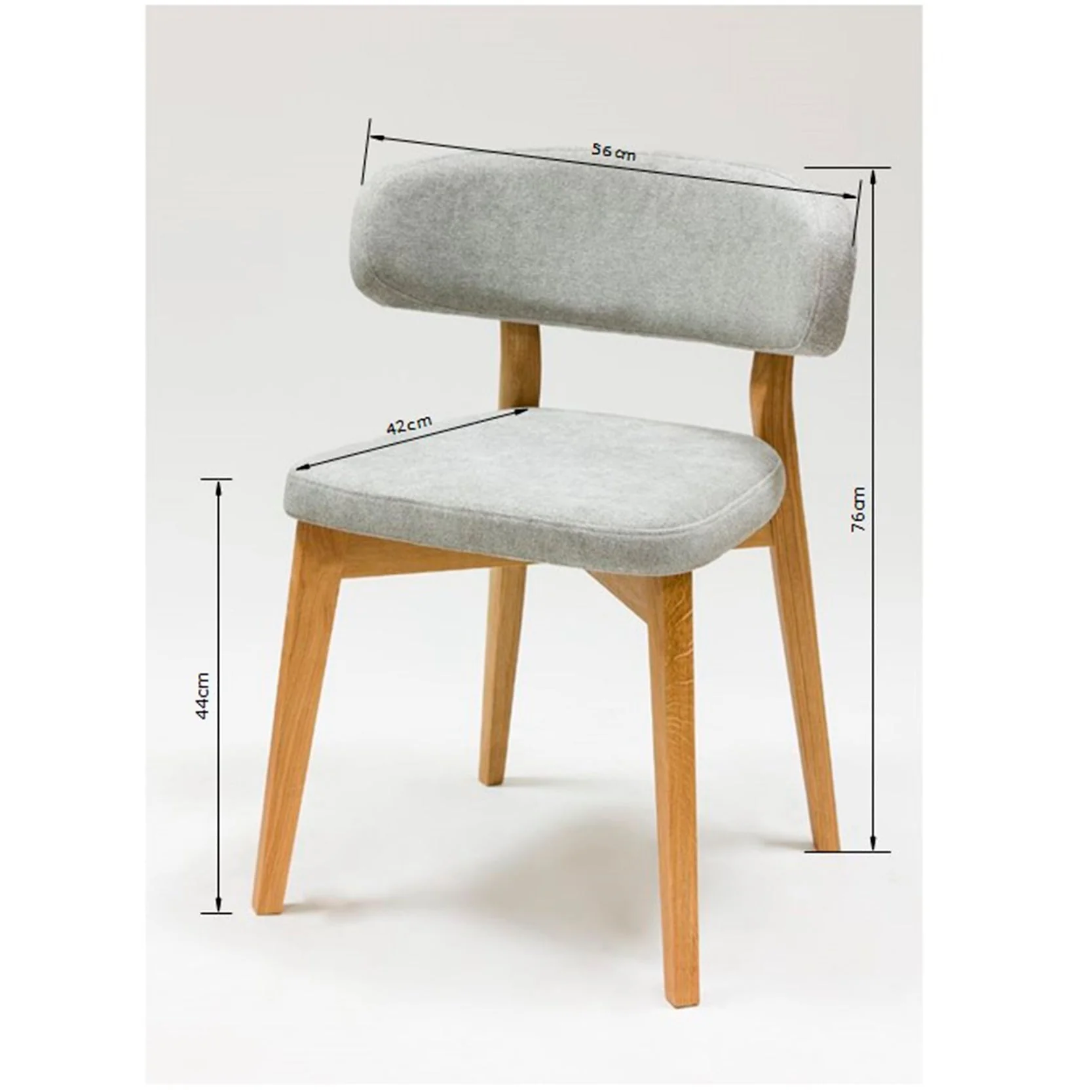 Pack de 2 o 4 Sillas de Comedor de Madera Maciza de Roble Claus, tapizado Gris o Marron | NordicStory - Image 13