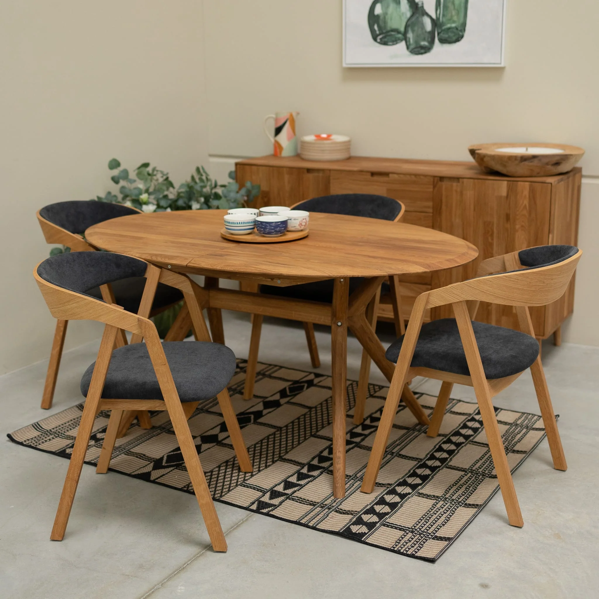 Pack de 2 o 4 Sillas de Comedor de madera maciza de roble Knut, tapizado Beige/Gris Antracita | NordicStory - Image 6